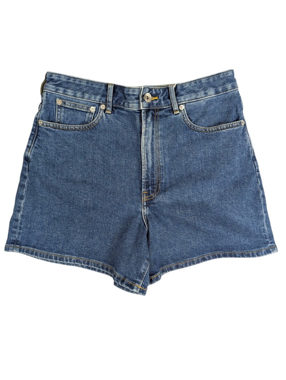 Everlane Blue Denim Shorts A-Line High Rise Ocean Medium Wash Size 29R - Picture 3 of 10